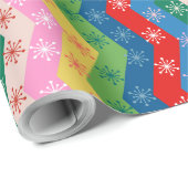 Papier Cadeau Rayures de Noël étoilées (Coin rond)