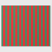 Papier Cadeau Rayures de Noël rouges et vertes classiques (Plat)