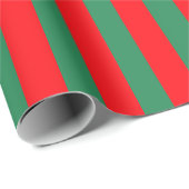 Papier Cadeau Rayures de Noël rouges et vertes classiques (Coin rond)