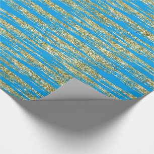 Papier Cadeau Rayures de parties scintillantes de Faux d'or de