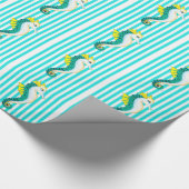 Papier Cadeau rayures de sarcelle d'hiver d'hippocampe (Coin)
