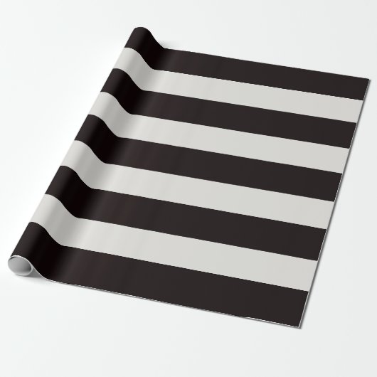 Papier Cadeau Rayures de store noir et blanc (Déroulé)