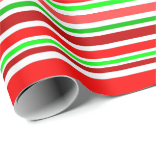 Papier Cadeau Rayures de style bonbon de Noël rouge vert blanc