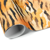 Papier Cadeau Rayures de tigre à l'aquarelle (Coin rond)