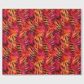 Papier Cadeau Rayures de tigre orange et rose (Plat)