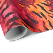 Papier Cadeau Rayures de tigre orange et rose (Coin rond)