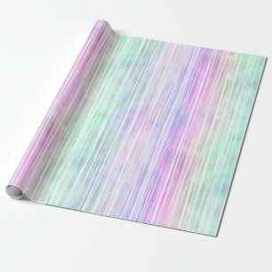 Papier Cadeau rayures de trait de brosse arc-en-ciel pâle :