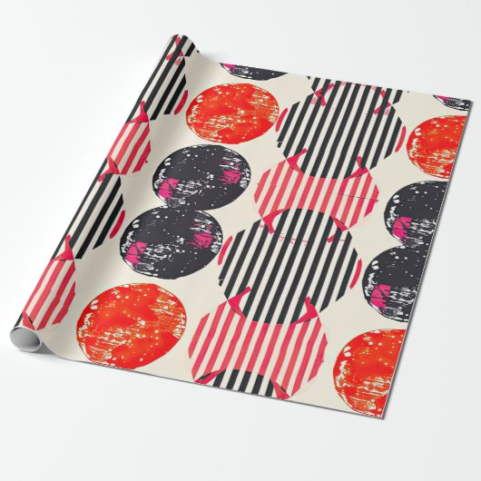 Papier Cadeau Rayures de tranche de citron bold (7) (Déroulé)