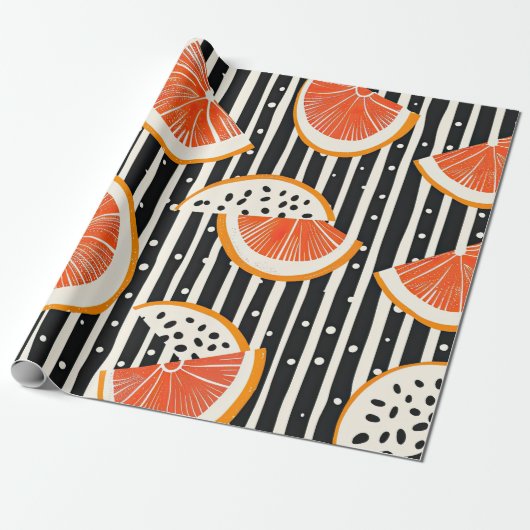 Papier Cadeau Rayures de tranches de citron bold (8) (Déroulé)