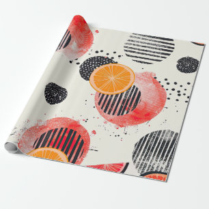 Papier Cadeau Rayures de tranches de Citrus gras (6)