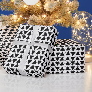 Papier Cadeau Rayures de triangles noir et blanc