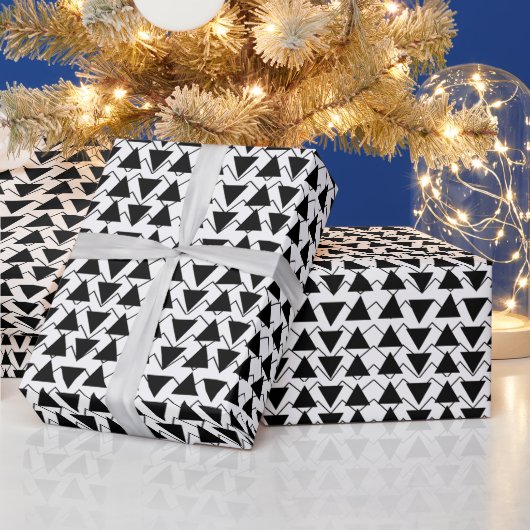 Papier Cadeau Rayures de triangles noir et blanc (Vacances)