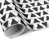Papier Cadeau Rayures de triangles noir et blanc (Coin rond)