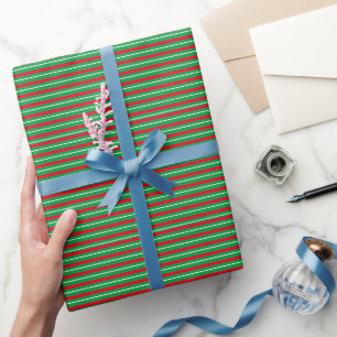 Papier Cadeau Rayures de vacances rouge blanc vert