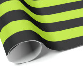 Papier Cadeau Rayures de vert et de noir de chaux (Coin rond)