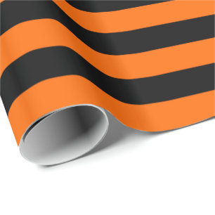 Papier Cadeau Rayures d'Halloween en orange et noir