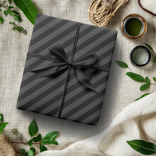 Papier Cadeau Rayures diagonales étroites noires simples et noir
