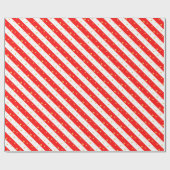 Papier Cadeau Rayures diagonales rouges et blanches & points (Plat)
