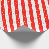 Papier Cadeau Rayures diagonales rouges et blanches & points (Coin)
