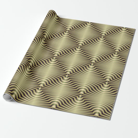 Papier Cadeau Rayures d'illusion jaune (Déroulé)