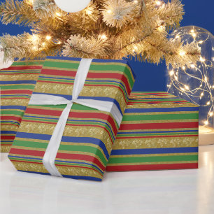 Papier Cadeau Rayures dorées festives de vacances