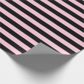 Papier Cadeau Rayures doucement roses et noires (Coin)