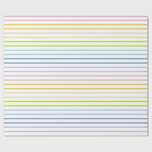 Papier Cadeau Rayures en pastel décrites d'arc-en-ciel (Plat)