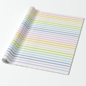 Papier Cadeau Rayures en pastel décrites d'arc-en-ciel (Déroulé)