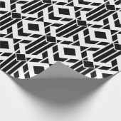 Papier Cadeau Rayures et diamants blancs noirs géométriques de (Coin)
