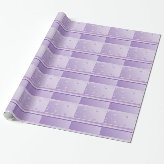 Papier Cadeau Rayures et points modernes en violet (Déroulé)