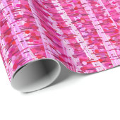 Papier Cadeau Rayures et points satinés Abstraits, rose Fuchsia (Coin rond)