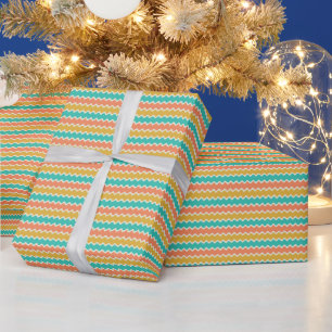 Papier cadeau rayures fines chevron coloré