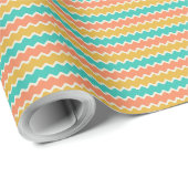 Papier cadeau rayures fines chevron coloré (Coin rond)