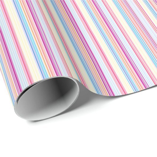 Papier Cadeau Rayures fines rose pastel (Coin rond)