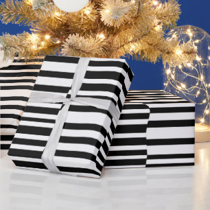 Papier Cadeau Rayures funky noir et blanc
