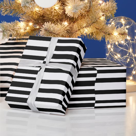 Papier Cadeau Rayures funky noir et blanc (Vacances)