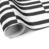 Papier Cadeau Rayures funky noir et blanc (Coin rond)