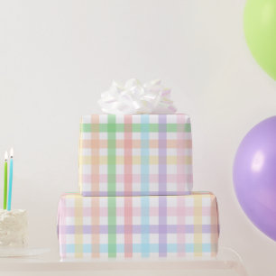 Papier Cadeau Rayures Gingham Pastel