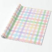 Papier Cadeau Rayures Gingham Pastel (Déroulé)