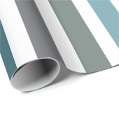 Papier Cadeau Rayures Gris Bleu (Coin rond)