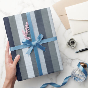 Papier Cadeau Rayures Gris Marine