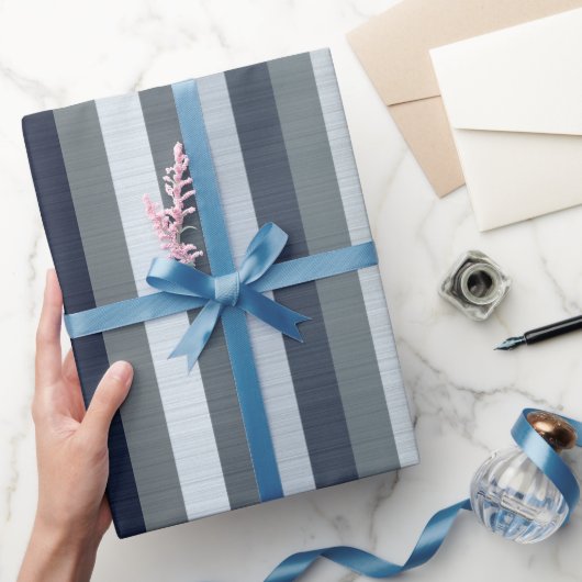 Papier Cadeau Rayures Gris Marine (Cadeaux)