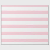 Papier Cadeau Rayures horizontales larges rose pastel et blanc (Plat)