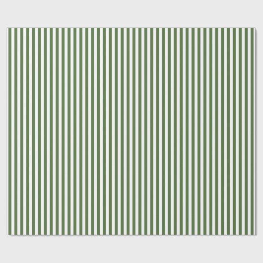 Papier Cadeau Rayures horizontales larges vertes et blanches à (Plat)