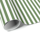 Papier Cadeau Rayures horizontales larges vertes et blanches à (Coin rond)