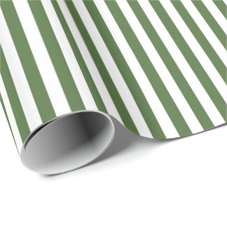 Papier Cadeau Rayures horizontales larges vertes et blanches à