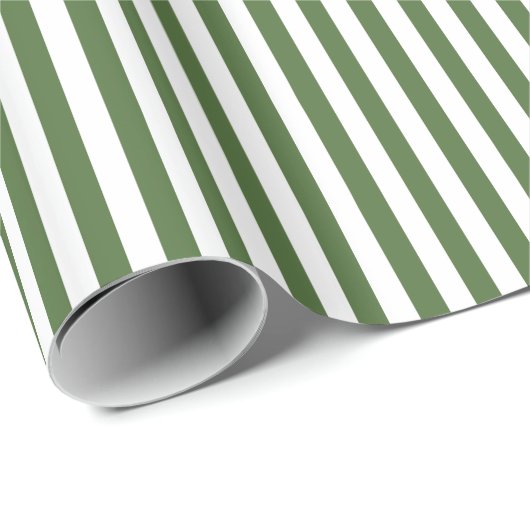 Papier Cadeau Rayures horizontales larges vertes et blanches à (Coin rond)