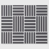 Papier Cadeau Rayures horizontales verticales grises et blanches (Plat)