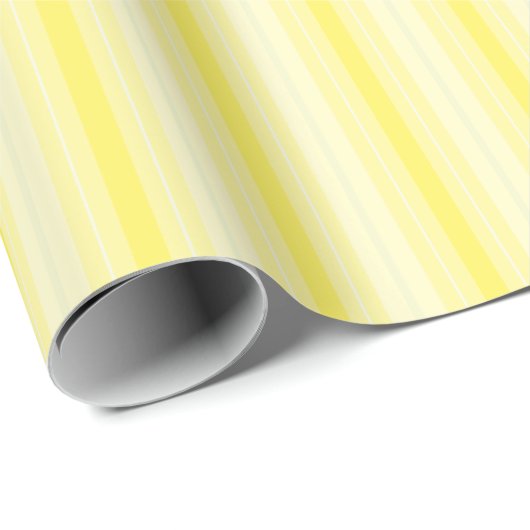 Papier Cadeau Rayures jaune citron (Coin rond)
