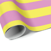 Papier Cadeau Rayures Jaune Rose (Coin rond)